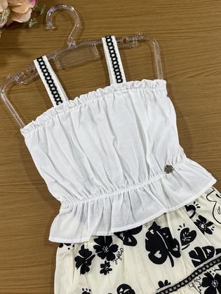 Imagem de Conjunto Infantil Momi Verão Saia Floral Preta e Blusa