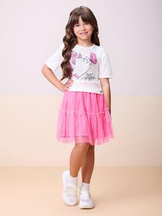 Conjunto Infantil Momi Verão Saia Tule e Blusa Gatinha Marie Imagem de Conjunto Infantil Momi Verão Saia Tule e Blusa Gatinha Marie