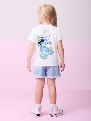 Imagem de Conjunto Infantil Momi Verão Shorts Jeans Verde e Blusa Angel Stitch