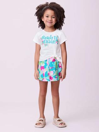 Imagem de Conjunto Infantil Momi Verão Shorts Saia e Blusa Jardim