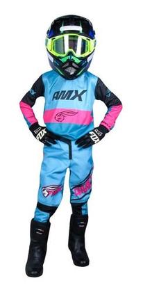 Imagem de Conjunto Infantil Motocross Race Rosa + Colete Amx