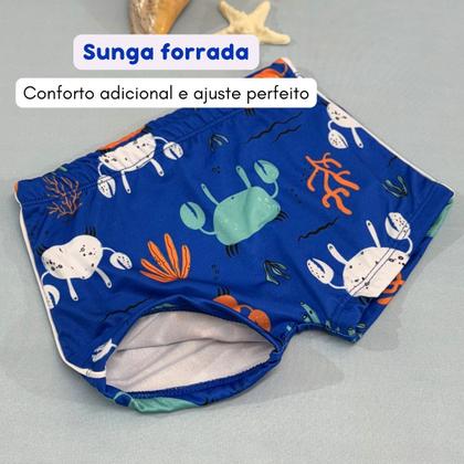 Imagem de Conjunto Infantil Praia Menino Camisa Sunga Proteção Solar