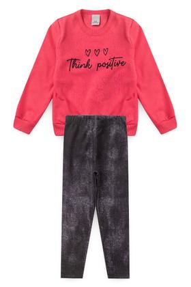 Imagem de Conjunto Infantil Rosa de Moletom Think Positive