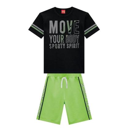 Imagem de Conjunto Infantil Roupa Menino Camiseta Estampa Move + Bermuda Move Your Body Kyly