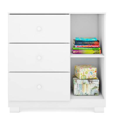 Imagem de Conjunto Infantil Roupeiro Duda 3P e Comoda MDF Branco Pheonix Baby