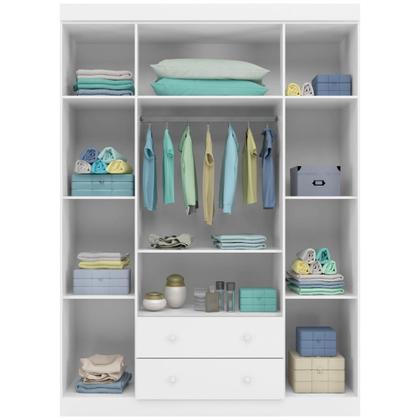 Imagem de Conjunto Infantil Roupeiro e Comoda Elisa MDF Branco Pheonix Baby