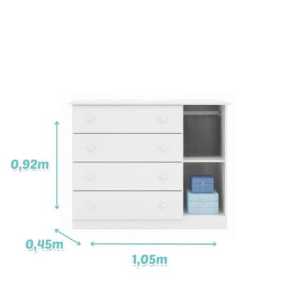 Imagem de Conjunto Infantil Roupeiro e Comoda Elisa MDF Branco Pheonix Baby