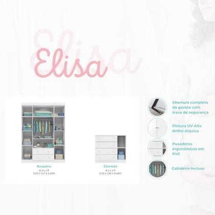 Imagem de Conjunto Infantil Roupeiro e Comoda Elisa MDF Branco Pheonix Baby