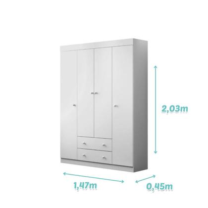 Imagem de Conjunto Infantil Roupeiro e Comoda Elisa MDF Branco Pheonix Baby