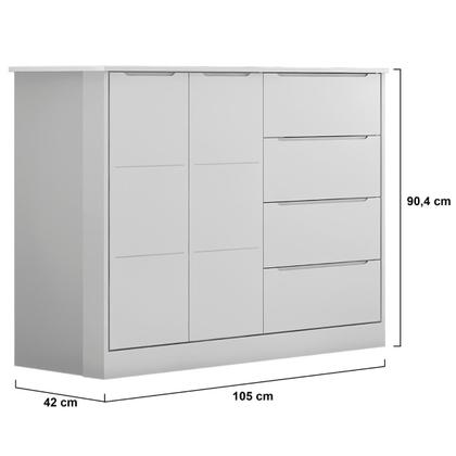 Imagem de Conjunto Infantil Roupeiro e Comoda Eloa MDF Branco Pheonix Baby