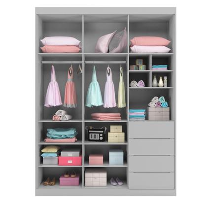 Imagem de Conjunto Infantil Roupeiro e Comoda Perola MDF Cinza Pheonix Baby