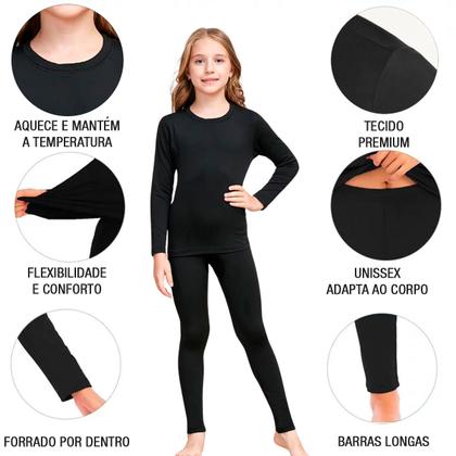 Imagem de Conjunto Infantil Segunda Pele Blusa e Calça Frio Térmica Menino Menina