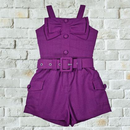 Imagem de Conjunto Infantil Short Cinto Cropped Menina Primavera Verão