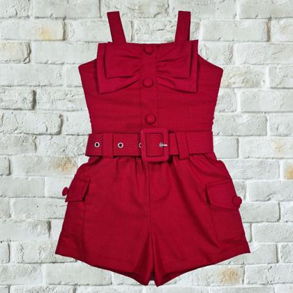 Imagem de Conjunto Infantil Short Cinto Cropped Menina Primavera Verão