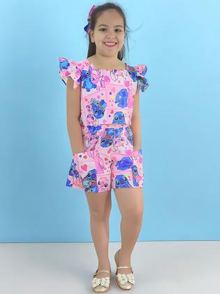Imagem de Conjunto Infantil Stitch e Angel Menina Blogueirinha - Blusa e Short