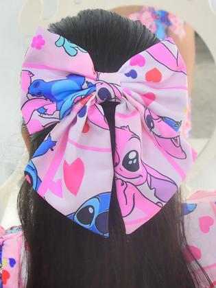 Imagem de Conjunto Infantil Stitch e Angel Menina Blogueirinha - Blusa Short + Enfeite Cabelo
