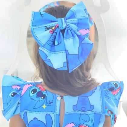 Imagem de Conjunto Infantil Stitch Menina Blogueirinha - Blusa Short + Enfeite Cabelo