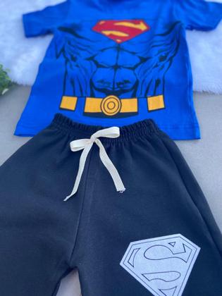 Imagem de Conjunto Infantil Super Homem Verão Superman Fresquinho Barato Melhor Criança Masculino