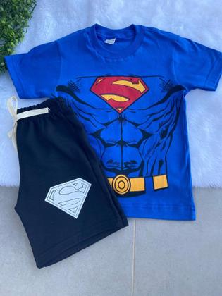 Imagem de Conjunto Infantil Super Homem Verão Superman Fresquinho Barato Melhor Criança Masculino