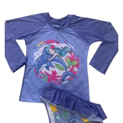 Imagem de Conjunto Infantil UV50 Proteção Solar Bebê Moda Praia Menina