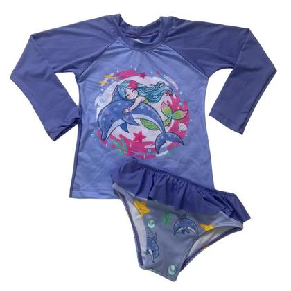 Imagem de Conjunto Infantil UV50 Proteção Solar Bebê Moda Praia Menina