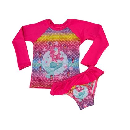 Imagem de Conjunto Infantil UV50 Proteção Solar Bebê Moda Praia Menina