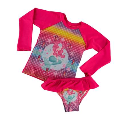 Imagem de Conjunto Infantil UV50 Proteção Solar Bebê Moda Praia Menina