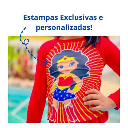 Imagem de Conjunto Infantil UV50 Proteção Solar Bebê Moda Praia Menina