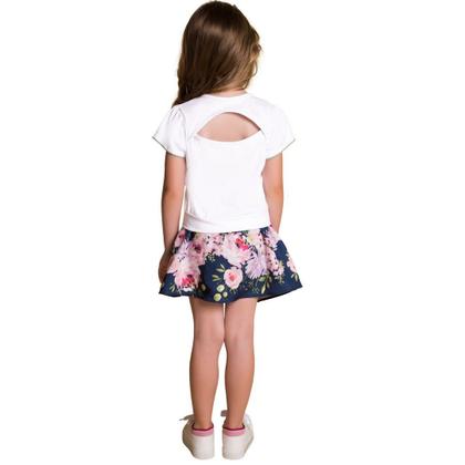 Imagem de Conjunto Infantil Verão Blusa e Saia Com Short Alfaiataria - Milon