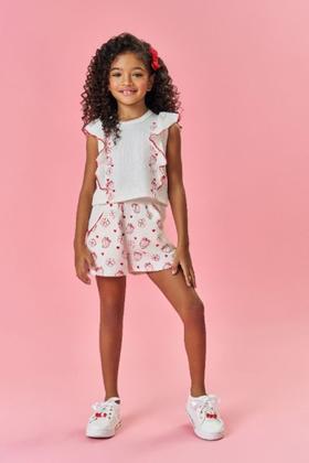 Imagem de Conjunto Infantil Verão Menina Em Algodão Coleção Frutinhas Com Aroma de Morango 12267