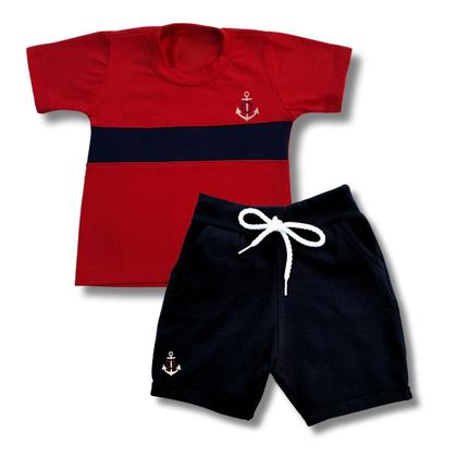 Imagem de Conjunto Infantil Verão Menino Bermuda Camiseta Bebê Macio Confortavel