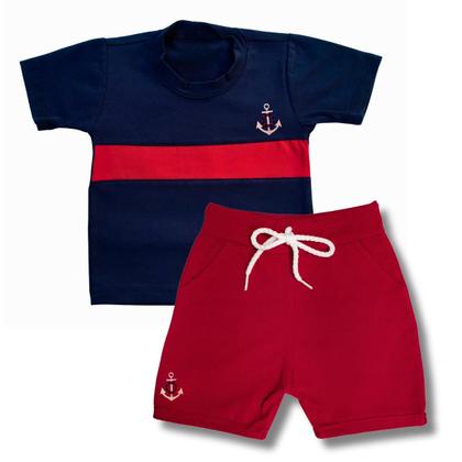 Imagem de Conjunto Infantil Verão Menino Bermuda Camiseta Bebê Macio Confortavel
