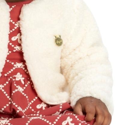Imagem de Conjunto Infantil Vestido em Cotton Light + Bolero em Pelo Teddy Angerô