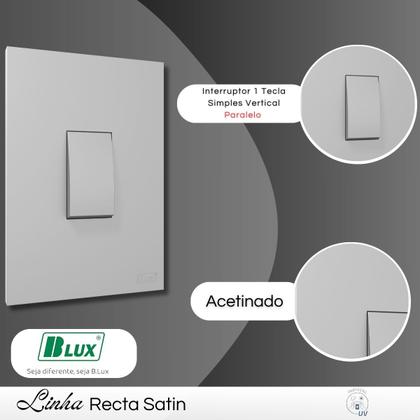 Imagem de Conjunto Interruptor 1 Tecla Paralela Vertical Com Placa Cor Cinza Grafite Prata - B.Lux