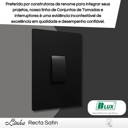 Imagem de Conjunto Interruptor 1 Tecla Paralelo 4x2 - Recta Black Fosco