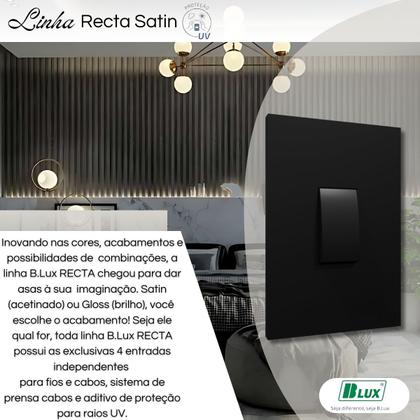 Imagem de Conjunto Interruptor 1 Tecla Paralelo 4x2 - Recta Black Fosco