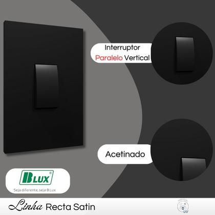 Imagem de Conjunto Interruptor 1 Tecla Paralelo 4x2 - Recta Black Fosco