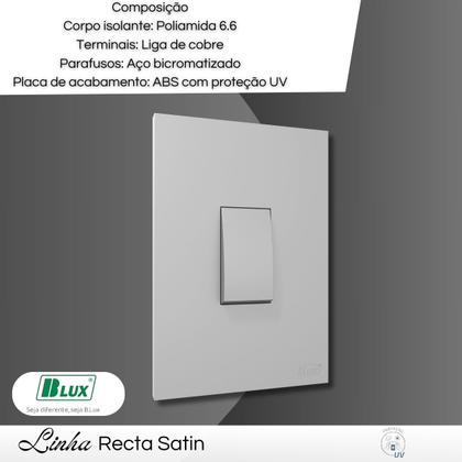 Imagem de Conjunto Interruptor 1 Tecla Simples 4x2 Prata/Cinza/Grafite Semi Acetinada - B.lux
