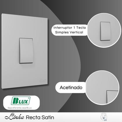 Imagem de Conjunto Interruptor 1 Tecla Simples 4x2 Prata/Cinza/Grafite Semi Acetinada - B.lux