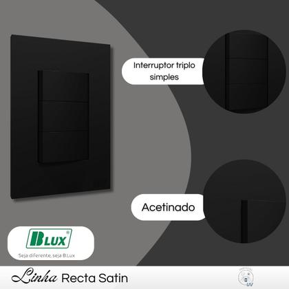 Imagem de Conjunto Interruptor 3 Teclas Simples Satin Black - B.Lux