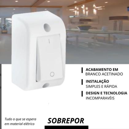 Imagem de Conjunto Interruptor Bipolar Simples 1 Tecla Sobrepor Branco