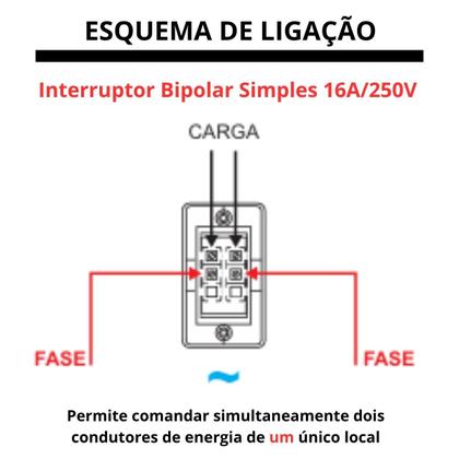 Imagem de Conjunto Interruptor Bipolar Simples 1 Tecla Sobrepor Branco