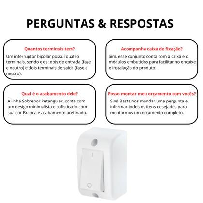 Imagem de Conjunto Interruptor Bipolar Simples 1 Tecla Sobrepor Branco