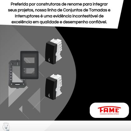 Imagem de Conjunto Interruptor Duplo Campainha Pulsador Fame Habitat Black