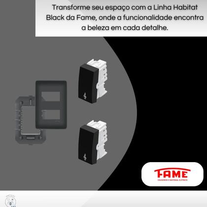 Imagem de Conjunto Interruptor Duplo Campainha Pulsador Fame Habitat Black