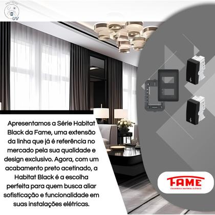 Imagem de Conjunto Interruptor Duplo Campainha Pulsador Fame Habitat Black