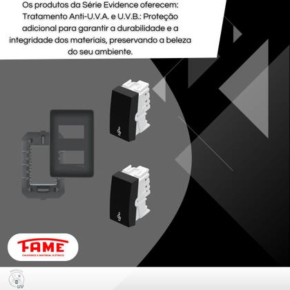 Imagem de Conjunto Interruptor Duplo Campainha Pulsador Fame Habitat Black