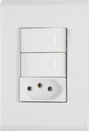 Imagem de Conjunto Interruptor Duplo Com Tomada 2P+T 10A Kit 2 Unidades