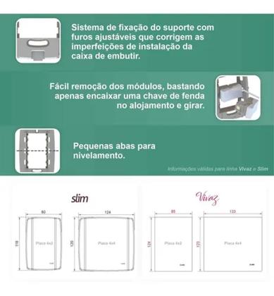 Imagem de Conjunto interruptor ilumi slim branco com 1 placa vertical paralelo 8022