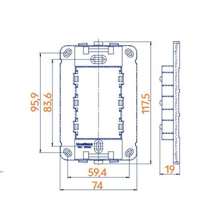 Imagem de Conjunto Interruptor Paralelo Duplo 10A 250V 4X2 Margirius B